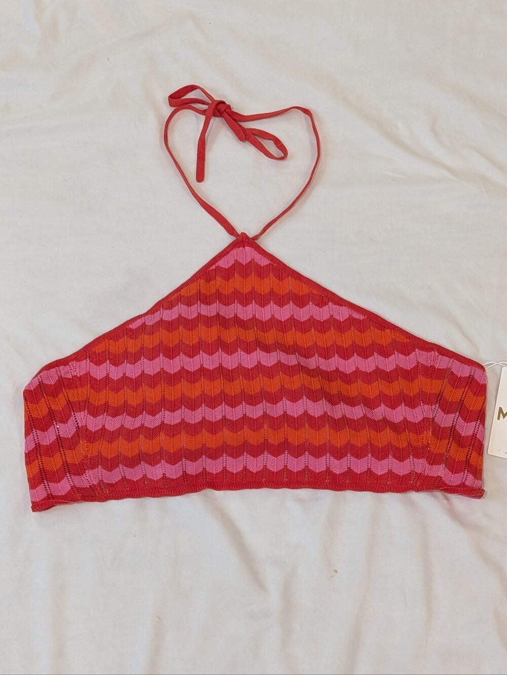 Show Me Your MuMu Red, Pink & Orange Chevron Halter Knit Crop Top
